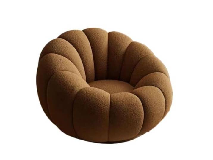 Lazy Sofa, cremefarbener Stoff, komprimierter Akzentstuhl, Wohnzimmer Vakuumkomprimiertes Kürbis-Bodensofa mit geformtem Schaumstoff, Leinenstoff for Schlafzimmer und Wohnzimmer(Brown)