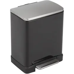 EKO Tretmülleimer 10+9L, Matt Schwarz, Abfalleimer, Schwarz