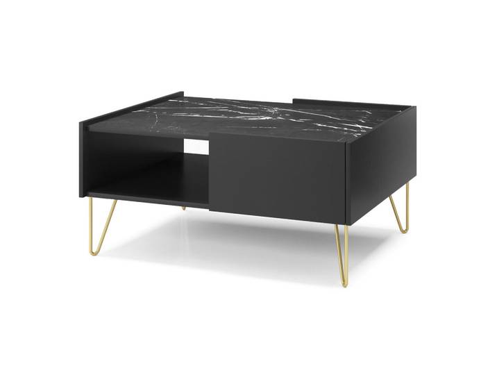 Komodee Couchtisch Canmore L97 Elegant Schwarz, Metall, 1 Schubladen, Rechteckig, 97x45x65 cm, Wohnzimmer, Wohnzimmertische, Couchtische