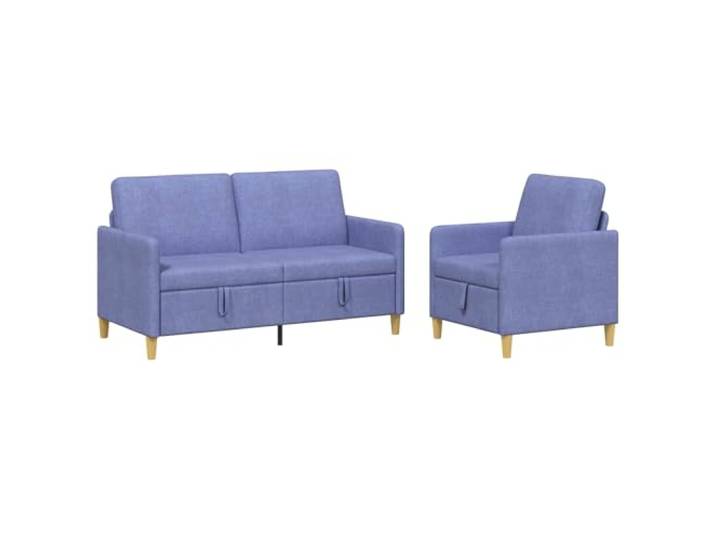 Coespram Sofa Set 2-Teilig mit Stauraum Jeansblau Polyester Polstermöbel Kompakte 2-teilige Sitzgruppe fürs Wohnzimmer mit Klappsitz für Textilien, stabilem Metallrahmen und waschbaren Bezügen.