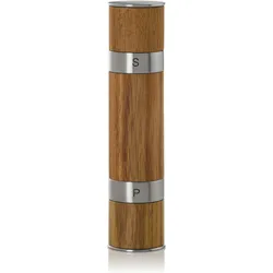 AdHoc MP90 Doppelmühle DUOMILL, für Pfeffer und Salz, Keramik Mahlwerke, Edelstahl/Holz, Pfeffermühle + Salzmühle, Braun, Silber