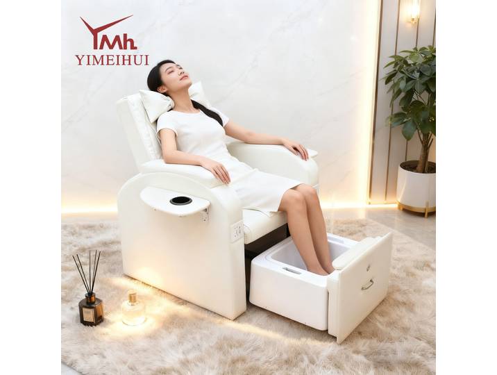 Fauteuils de manucure et pédicure électriques blancs personnalisés pour soins des pieds et massage spa sans plomberie