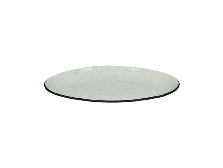 Assiette à dessert en porcelaine blanche, ronde, effet moucheté -