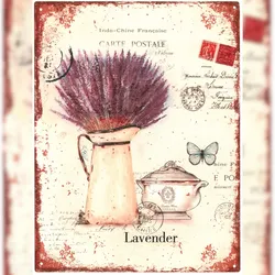 Moritz Deko Blechschild Lavender Lavendel Kanne Metallschild Retro Vintage-Design zur Dekoration Wanddekoration