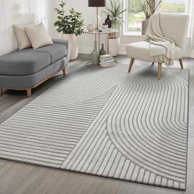 Teppich THE CARPET "Everest", grau, B:120cm H:14mm L:170cm, Polypropylen, Teppiche, Teppich, moderner Wohnzimmer Teppich hohe Flordichte