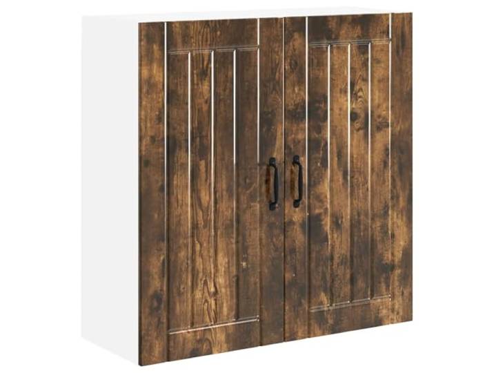 KGHFDVB Wandschrank 80 x 31 x 80 cm Geräucherte Eiche Holzwerkstoff Holzwerkstoff, 2 Türen und 2 Regale, für Küche und Innenbereich, max. 60 kg, 80 x 31 x 80 cm