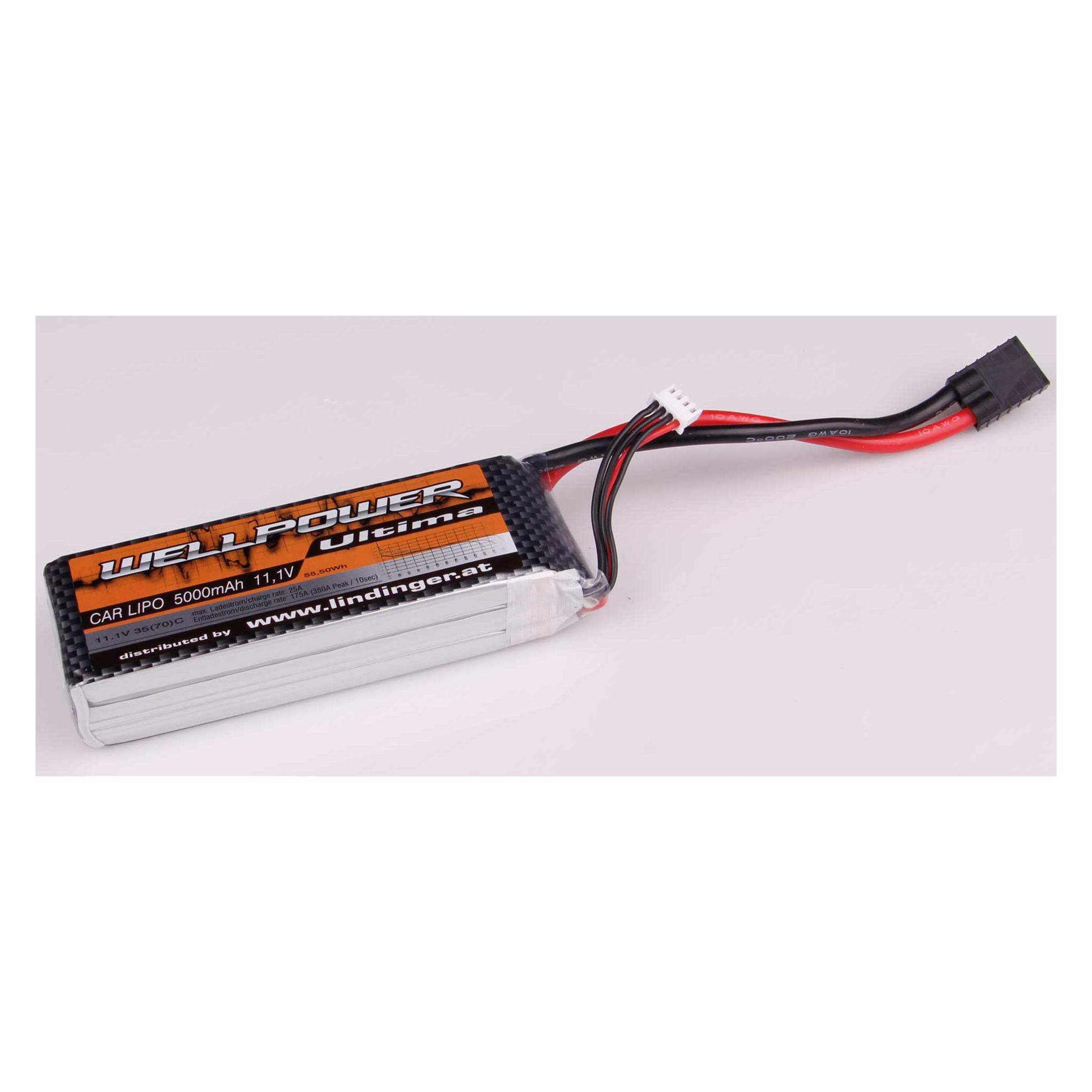 Wellpower lipo akku ultima car 5000 mah / 11,1 volt 3s 35/70c ch5/8 trx (5000 mAh, 11.10 V) (5000/35C-3S/CAR softcase-TR)