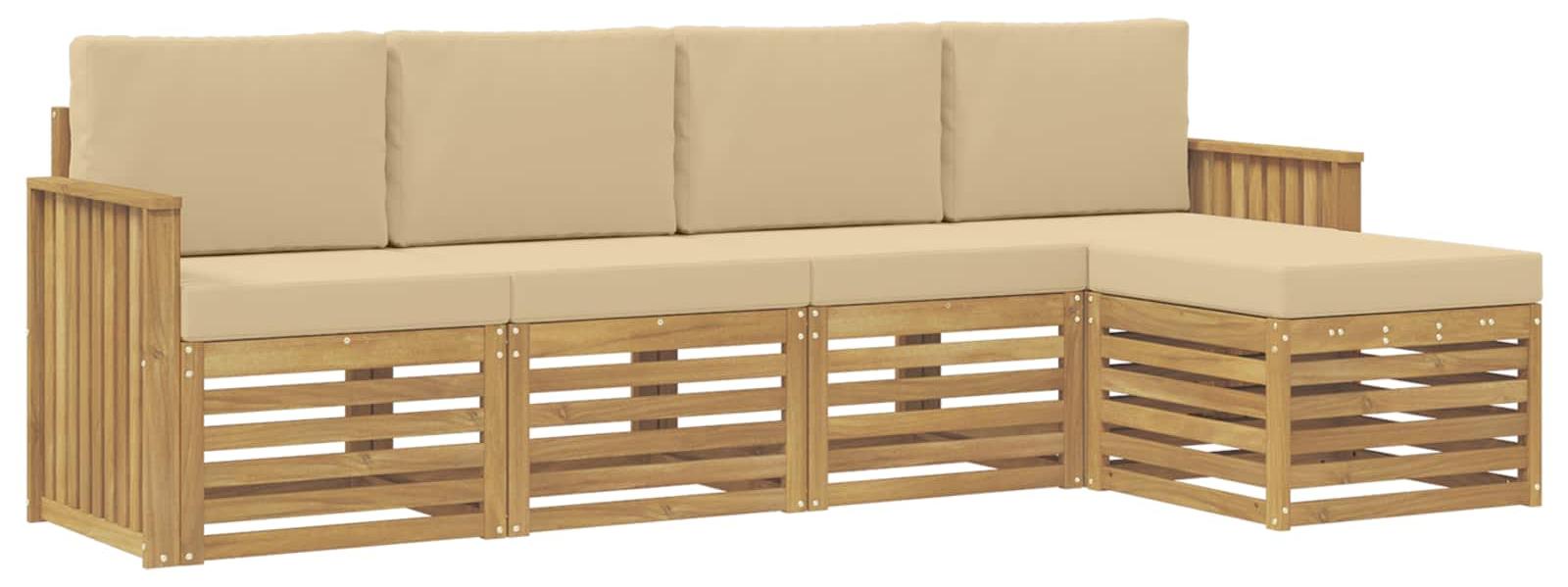 Garnitur aus 5 Gartenmöbeln, bestehend aus Sofas, in Beige und aus Polyester