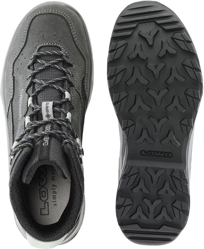 Wanderschuh LOWA "VENTIERRA GORE-TEX QC Ws", Damen, Gr. 41, grau (grau, rauchgrün), Leder, Textil, Schuhe Wanderschuh, wasserdicht dank Gore-Tex Membrane,Lederfutter-angenehmes Fussklima grau, rauchgrün 41