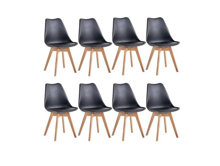 LuxusKollektion Esszimmerstuhl Esszimmerstühle Küchenstühle 8er Set Polsterung Schwarz 8er-Set