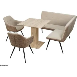 HTI-Living, Essgruppe, Sitzgruppe Taupe/Antikbraun Joschka (MDF)