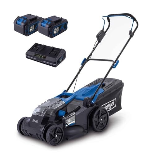 Scheppach BC-MP430-X Accu-grasmaaier met 2x 4Ah accu en dubbele oplader, 43 cm maaibreedte