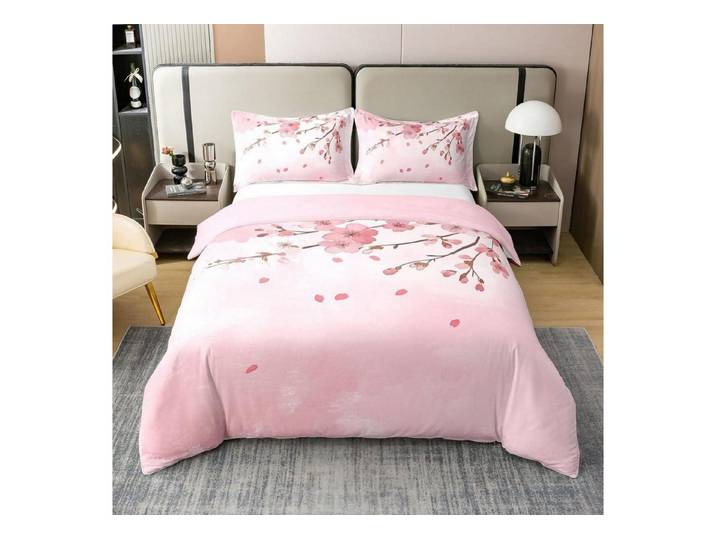 LuxusKollektion Kinderbettwäsche Bettbezug 220x240cm Japan Blumen Hellrosa
