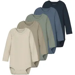 NAME IT 5er-Pack Body langarm Rippqualität, mehrfarbig, 98