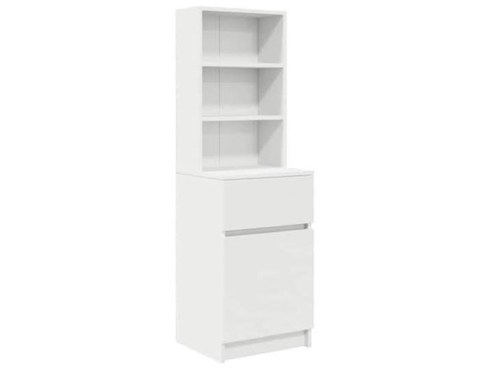 LMTYOENFG Nachttisch Weiß 39x35x125 cm Beistellschrank Holzwerkstoff Kompakte Standkommode fürs Schlafzimmer mit offenen Fächern und flexibler Tür für organisierte Ablage.