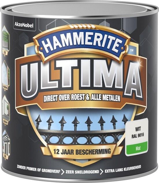 Hammerite Ultima Mat - RAL 9016   8710839114978   Verf