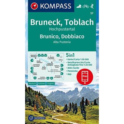 KOMPASS Wanderkarte 57 Bruneck, Toblach, Hochpustertal, Brunico, Dobbiaco, Alta Pusteria 1:50.000, Sonstige von , KOMPASS Freytag & Berndt,