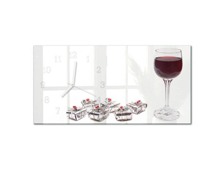 Tulup Wanduhr aus Glas 60x30 cm - Weinglas, Mehrfarbig, Rechteckig, 60x30x0.4 cm, Dekoration, Uhren, Wanduhren