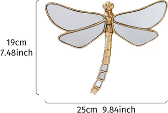 Inspire Picks Golden Dragonfly Wall Decor Mirror Finish Resin Hanging Ornament xwwjmqingtingxiaohao