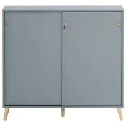 Möbelpartner Aktenschrank Jaguar Large | HxBxT 92,6x100x41cm | 2 Fächern & 2 abschließbare Schiebetüren | Blau | Büroschrank von PROREGAL