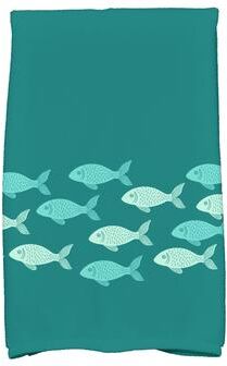 E by Design 18 x 30-inch, Fish Line, Animal Print Kitchen Towel
