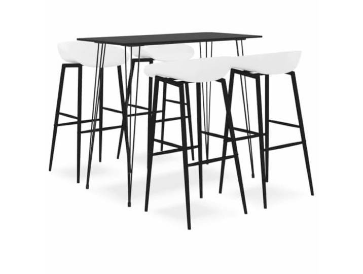 KFPOERTFGD 5-TLG. Bar-Set, Bartisch 120x60x105 cm & 4 Stühle, Schwarz Weiß Modernes Design, Pflegeleichte MDF-Tischplatte, Stabile Metallbeine
