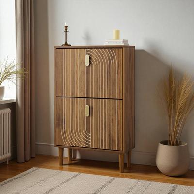 Fundinbaths "23.6"" Shoe Storage Cabinet with 2 Flip Drawers, Modern Freestanding Shoe Organizer with Metal Handles for Entryway"