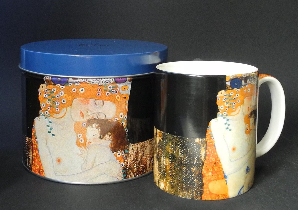 Parastone Mok in Blik Gustav Klimt De Drie Levensfasen van de Vrouw - Hoogte: 9,5 cm, Diameter: 8 cm