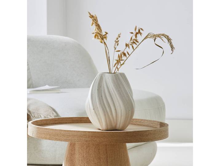 Vase twisté en porcelaine blanche mouchetée - Blancheporte