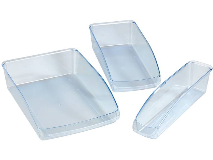 Aufbewahrungssystem WENKO Kühlschrank-Organizer , transparent, H:8cm, Kunststoff, Lebensmittelaufbewahrungsbehälter, Aufbewahrungssystem, zum Sortieren von Lebensmittelvorräten, Obst und Gemüse, 3 Größen