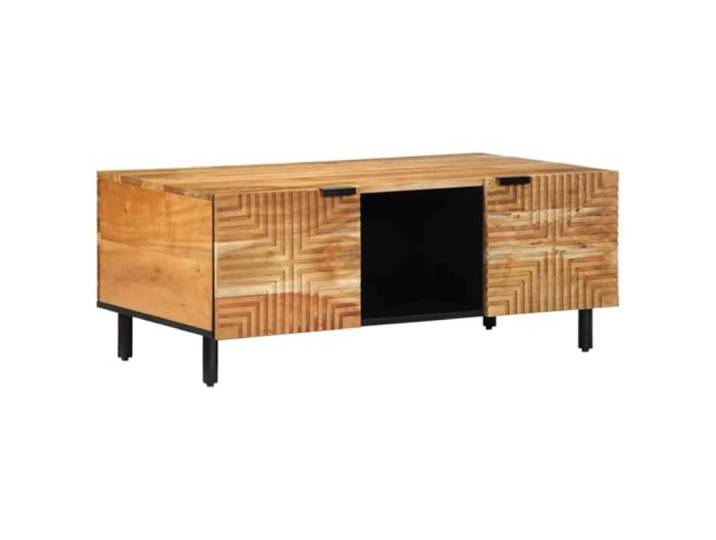 IBUQDDV Couchtisch 100 x 54 x 40 cm Massivholz Akazie Glatte Akazienoberfläche, natürliche Holzmaserung, minimalistischer Stil, für Wohnzimmer