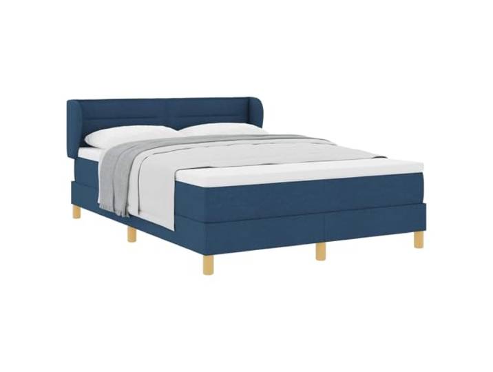 KKgypkn Boxspringbett mit verstellbarem Kopfteil, Stoff Blau, 140 x 190 cm, inklusive Taschenfederkernmatratze