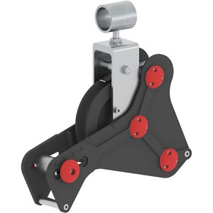Layher Umlenkrolle 4419001, aus Metall mit Fallbremse, Seilführung mit Karabiner, für Seil Ø 18 mm