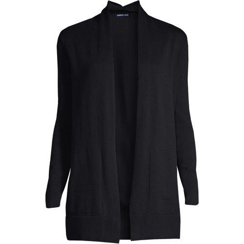 Offener Cardigan für Damen in Petite-Größe, Damen, size: petite, Schwarz, Baumwolle, by Lands' End