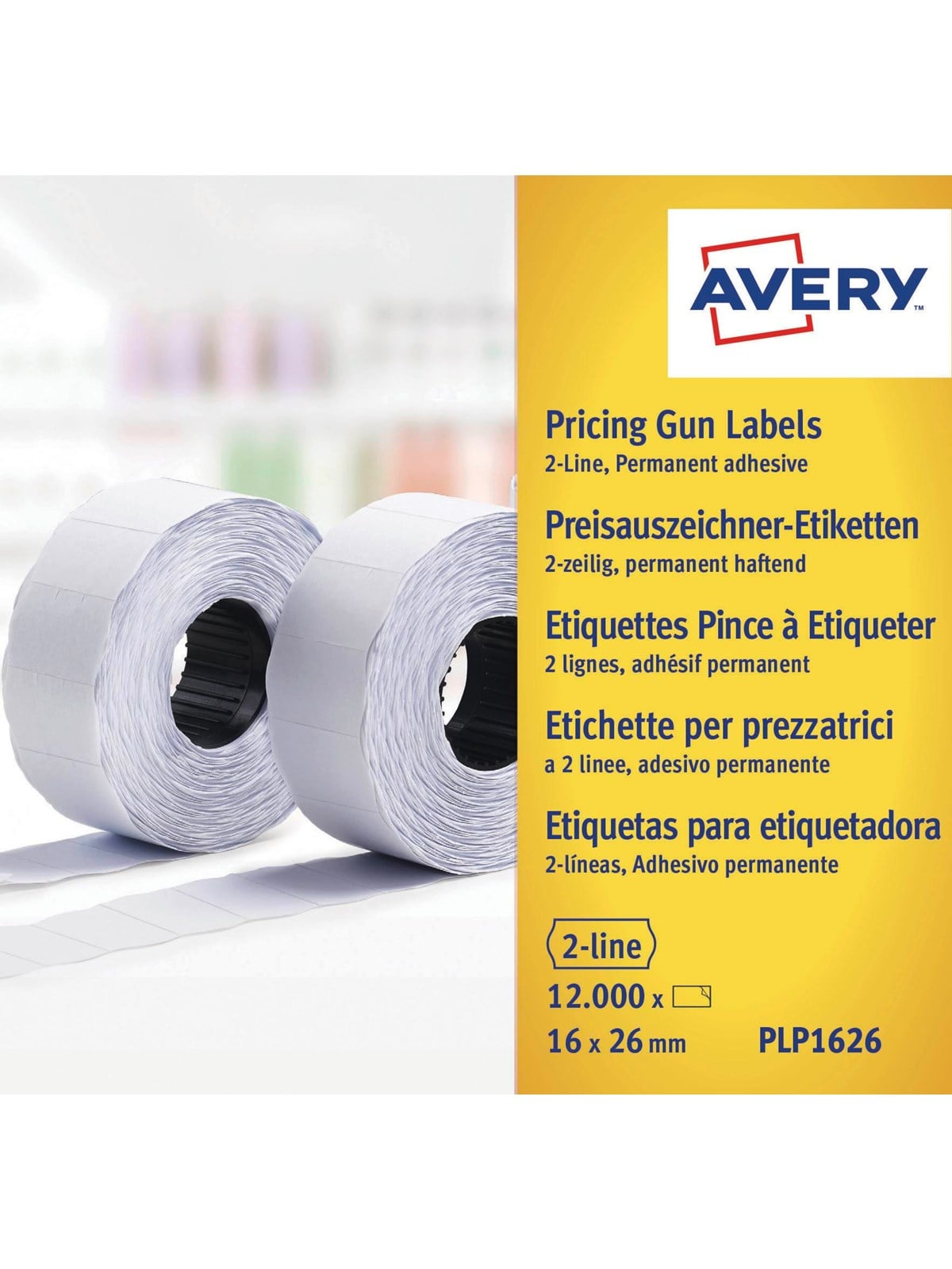 Avery Labels on roll for 2 lines pricing gun up to 18 digits permanent white