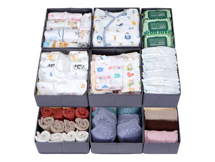 LuxusKollektion Schubladeneinsatz Schubladen Organizer 12er Set PAX 12er Set Grau für Pax Schrank 75x58 (12 St)
