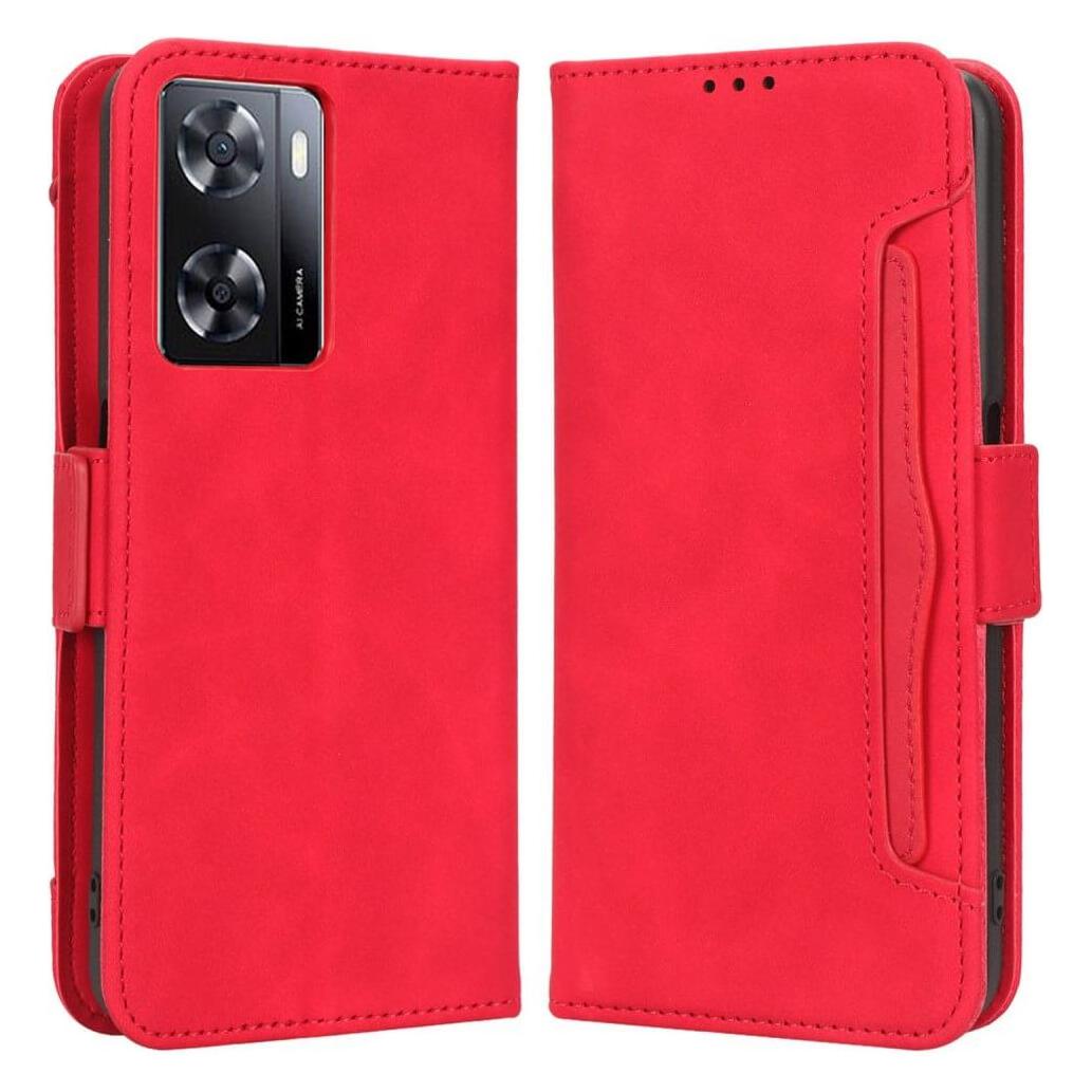 Cover-Discount OPPO A57s - Etui mit vielen Kartenfächer rot (Oppo A57s) (660108602D)