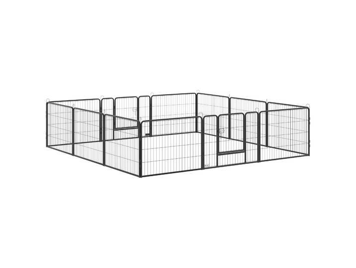 PawHut-Parc à chien noir avec 2 portes, 12 panneaux, 80x60 cm