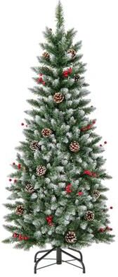 Costway Pre-lit Artificial Pencil Christmas Tree with Pine Cones and Red Berries-5 ft