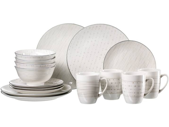 Kombiservice RITZENHOFF & BREKER Lahti , beige, 16 Stk., Porzellan, Geschirr-Sets, Kombiservice, aus Porzellan für 4 Personen