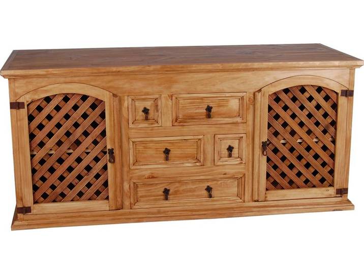 MiaMöbel Mexico Sideboard Massivholz Pinie Landhaus Mexiko Möbel Mexikanisch
