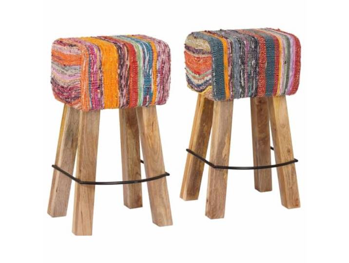 vidaXL Barhocker 2 stk. Mehrfarbig 44 x 33 x 74 cm Echtes Leder Die Echtledersitze haben eine weiche Schaumstofffüllung. Die Beine aus massivem Mangoholz bieten starken Halt