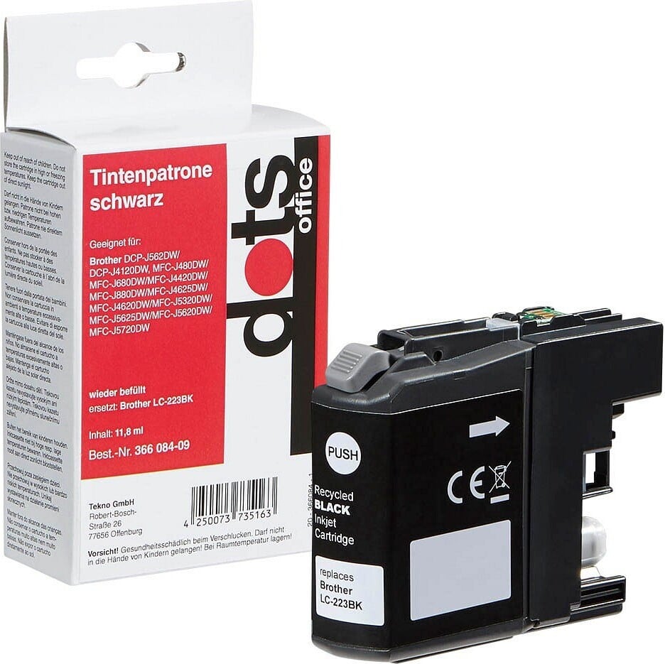 Dots 1529,4001-DOTS zwart printerpatroon compatibel met Brother LC-223BK