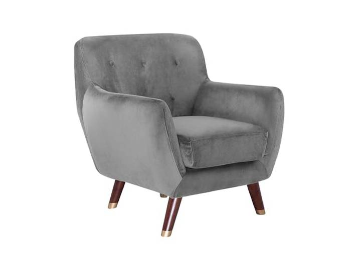 Beliani Moderner Retro-Sessel aus Samtstoff in Grau Bodo