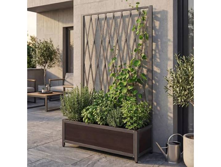 Mendler Alu-Rankgitter HWC-G21 Stahl 152x90x35cm - grau