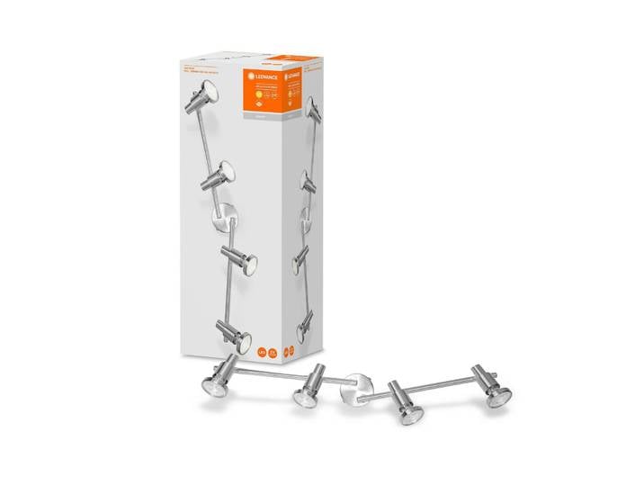 LEDVANCE Niclas LED-Strahler, nickel, 4-flammig, alu / grau / zink, für Flurbereich, Aluminium, Modern, LED Deckenlampe