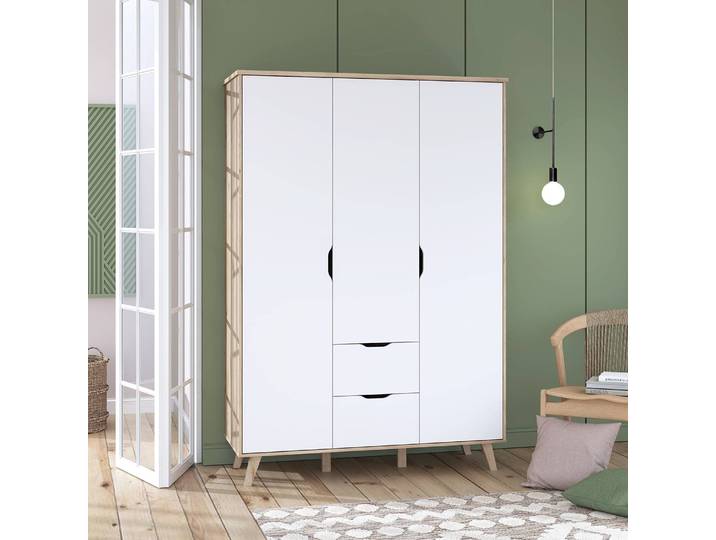 Drehtürenschrank Weser 139 x 202 x 53cm Braun/Weiß