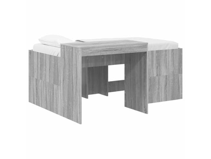 PUGYNBK Hochbett aus Holz mit Schreibtisch Sonoma Handgefertigte Eichenoberfläche, stabile Lattenroste, einfache Montage, platzsparend