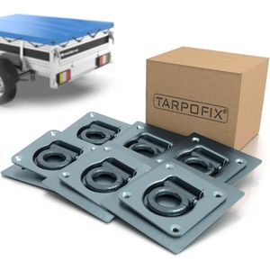 Tarpofix Zurrösen für Transporter und Anhänger mit Gegenplatte, 800 kg Traglast, klappbar & versenkbar mit Zurrmulde, 6 Stück