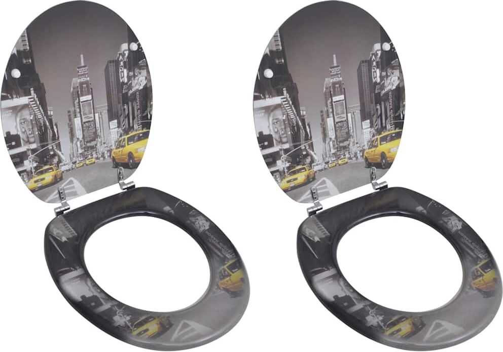 vidaXL Sièges de toilette avec couvercles 2 pcs MDF New York